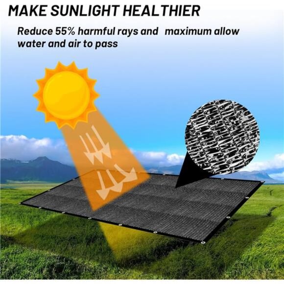 55%Sun Shade Cloth Mesh Tarp with Grommets for Plant Cover 6.5x10ft Patio Canopy - Picture 2 of 7